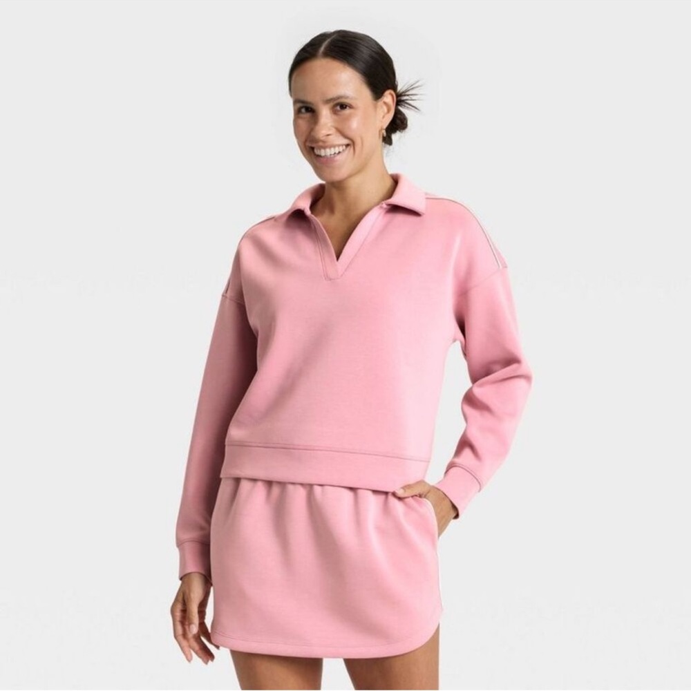 ALL IN MOTION NWT  Women's Airy Sleek Polo Sweatshirt - All In Motion -Mauve XL